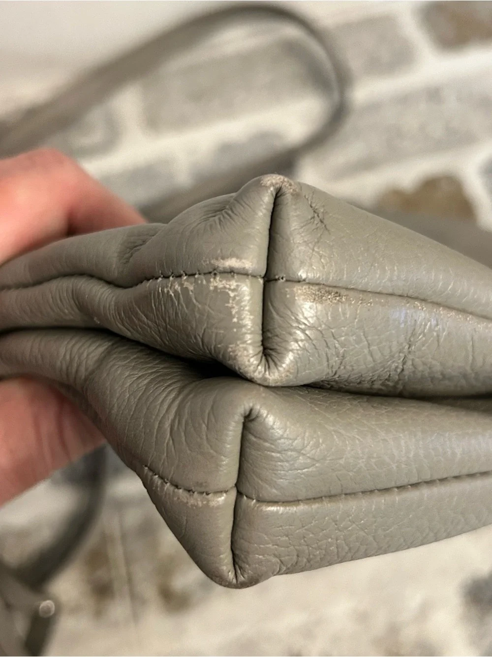 Banana Republic Pebbled Gray Leather Crossbody Bag Minimalist